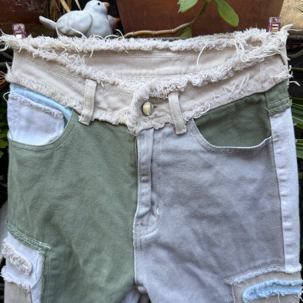 Upcycled Patchwork Deconstructed Pants - image 2